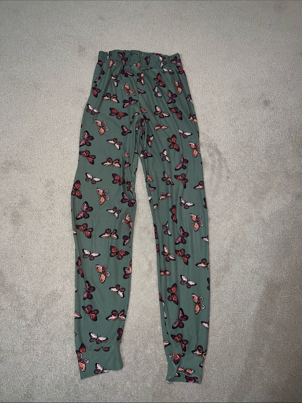Kids Green Butterfly Print Lounge Pants